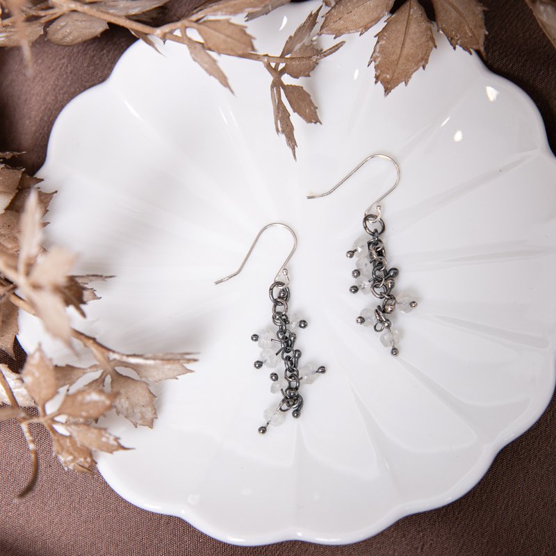 925 Sliver 耳环 - 夜幕 - 耳环/耳夹 - 其他金属 黑色