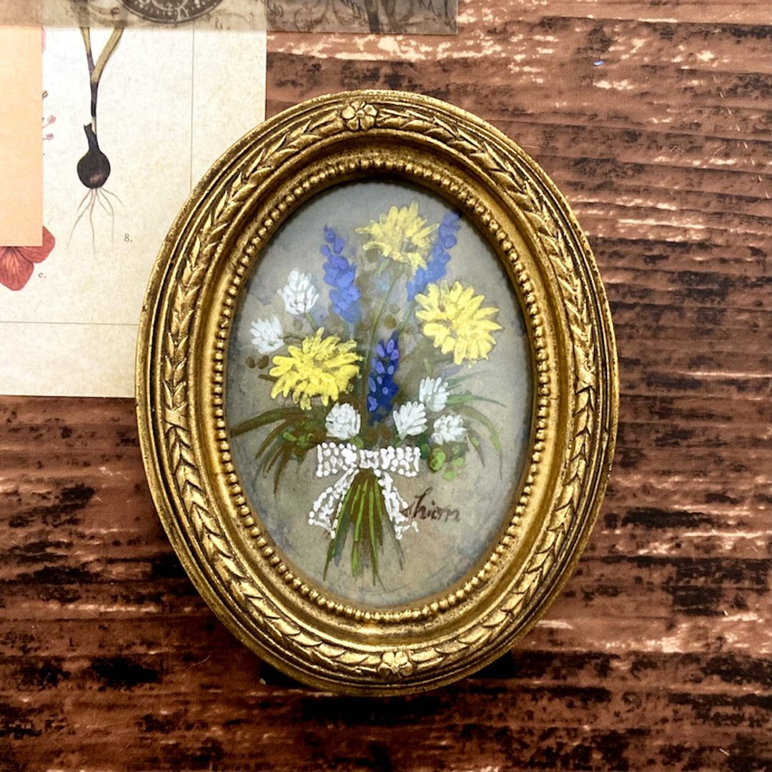 小画春天花痴-蒲公英和白三叶草-、绘画、古董、武光荣、花痴 - 海报/装饰画/版画 - 纸 黄色