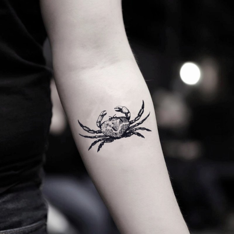 OhMyTat 螃蟹 Crab 刺青图案纹身贴纸 (2 张) - 纹身贴 - 纸 黑色
