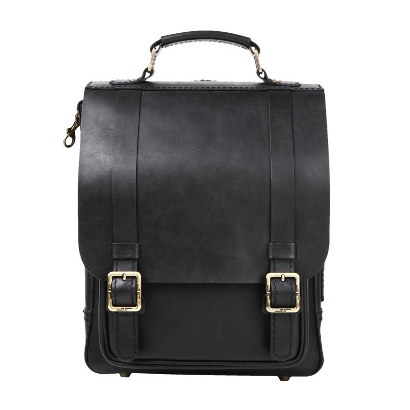 JIMMY RACING 英伦复古风双肩后背包 B190S-BK - 后背包/双肩包 - 真皮 黑色