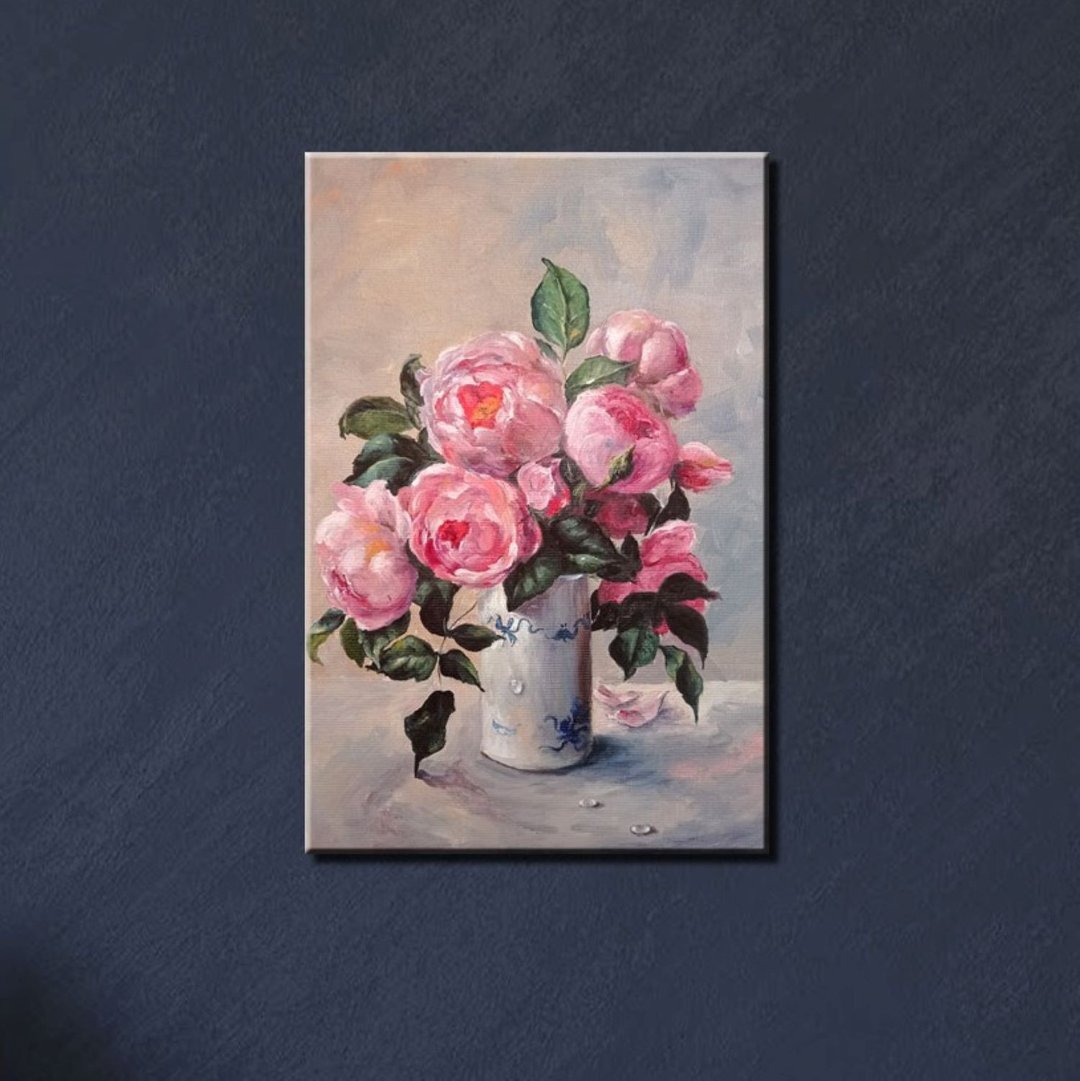 玫瑰花 七彩花朵画花预订植物原创画原画手绘艺术画 玫瑰画 - 海报/装饰画/版画 - 其他材质 粉红色
