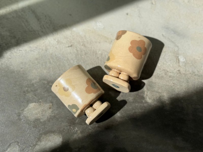 拼贴花花高脚杯(一组两个) - 其他杯子 - 陶 