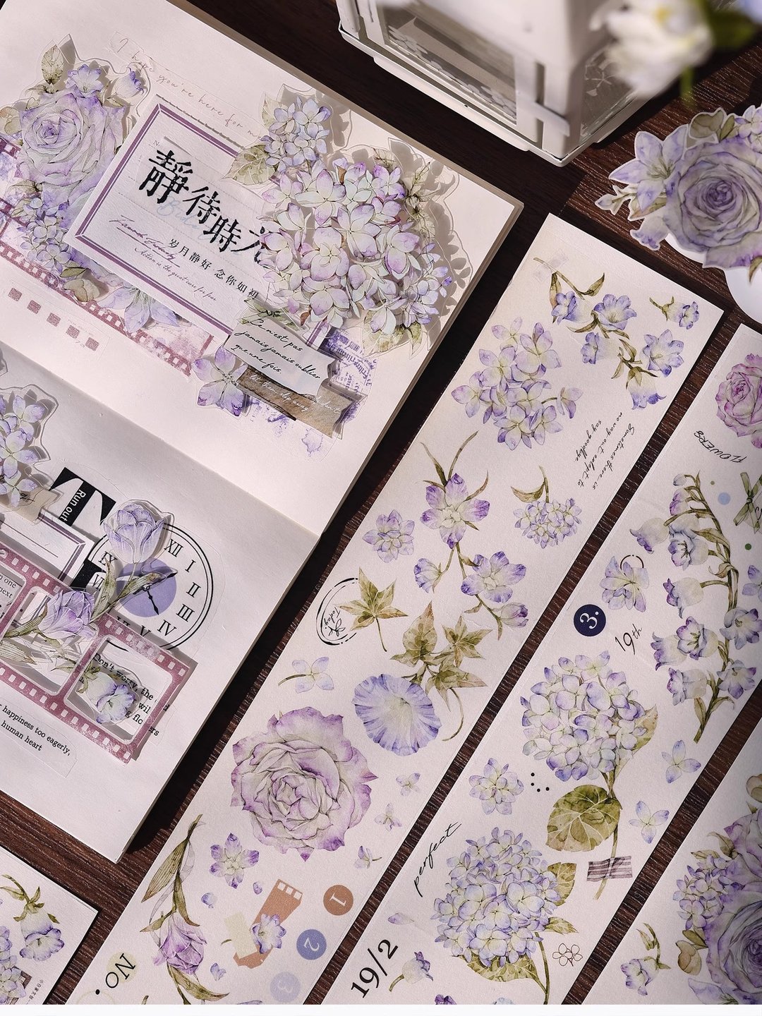幻紫  复古大花卉 PET 和纸胶带 手帐拼贴 - 纸胶带 - 其他材质 多色