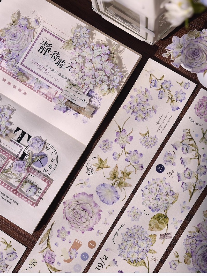 幻紫  复古大花卉 PET 和纸胶带 手帐拼贴 - 纸胶带 - 其他材质 多色
