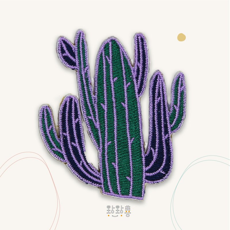 童趣刺绣贴-仙人掌 - 徽章/别针 - 绣线 绿色