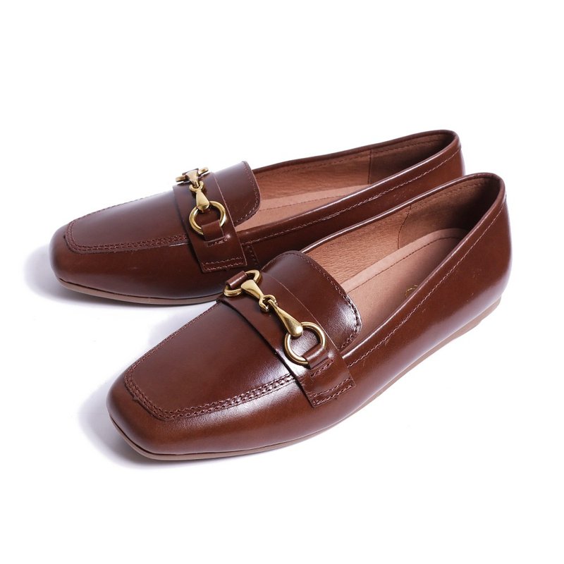 经典马衔扣柔软微宽楦乐福鞋深咖色 - 女款牛津鞋/乐福鞋 - 真皮 咖啡色