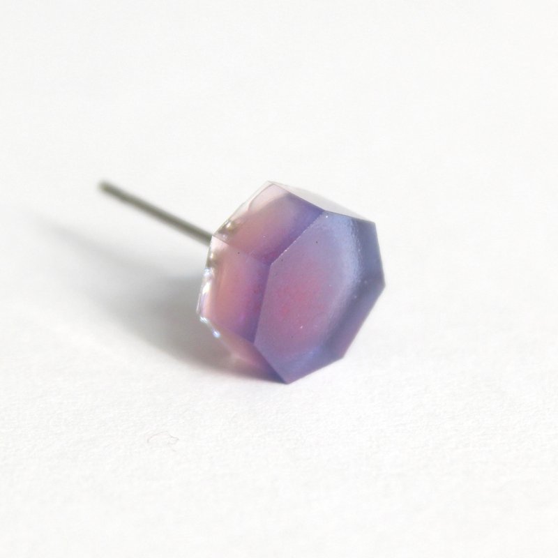 玫瑰石英 / 树脂耳环 - 单只 / 七角形 粉红 渐层 - 耳环/耳夹 - 树脂 粉红色