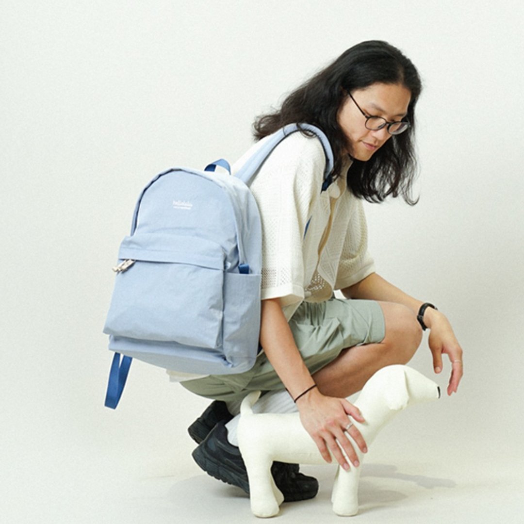 【hellolulu】日常之选 | 校园背包系列 | EVAN后背包 (地衣蓝) - 后背包/双肩包 - 聚酯纤维 蓝色