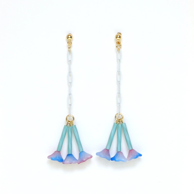 jasmine-blue Beads earrings / earrings - 耳环/耳夹 - 玻璃 蓝色