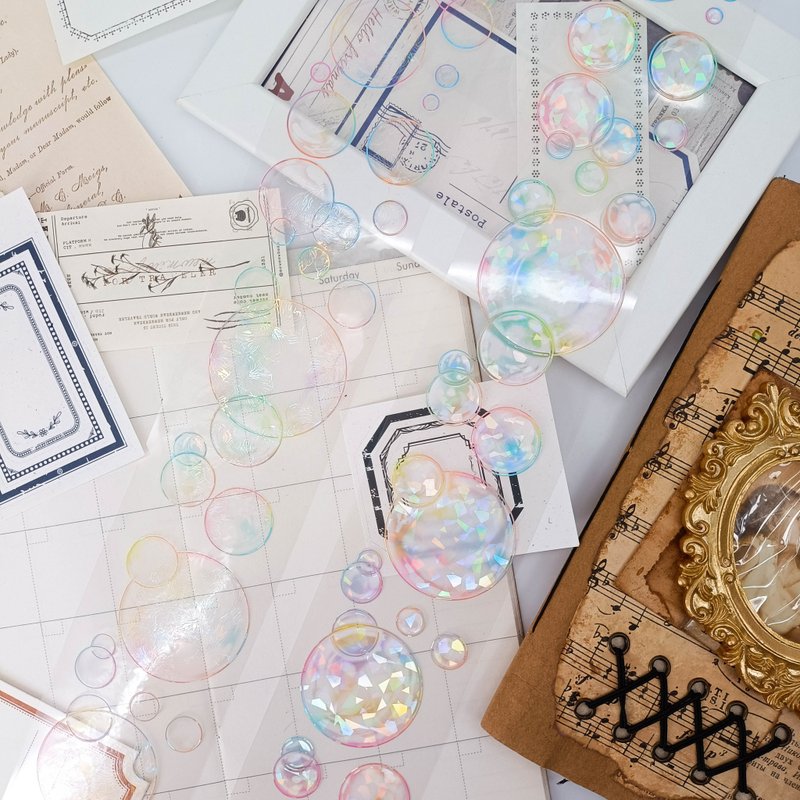 TG144夢幻泡泡/ 裝飾膠帶 - 纸胶带 - 塑料 多色