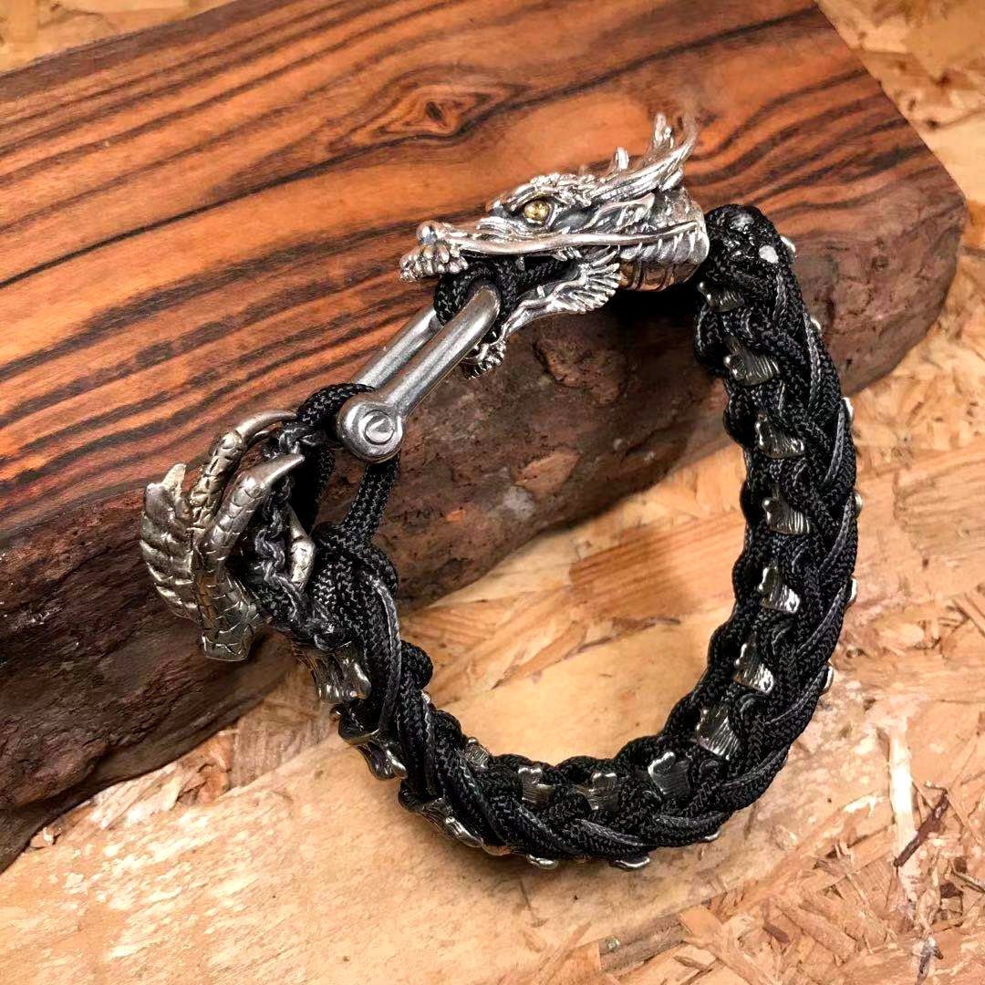 STRING MAN伞绳士-伞绳手环paracord 铜饰品-银骨龙 - 手链/手环 - 纯银 