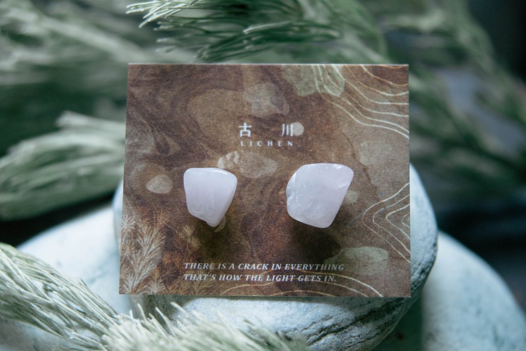 CRACK | 矿物系耳环 |  EARRINGS - 耳环/耳夹 - 玉石 粉红色