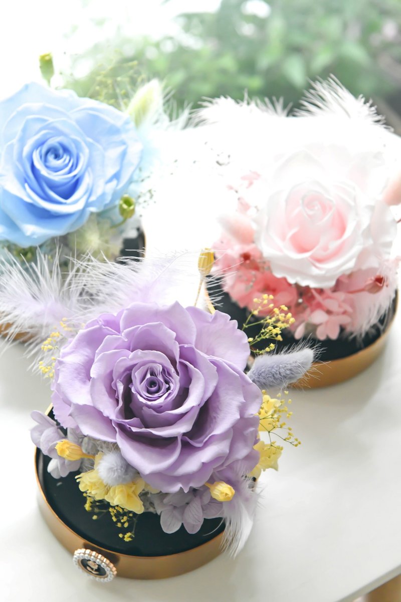 浪漫玫瑰祈愿羽球│Preserved Rose With Glass Dome - 摆饰 - 植物．花 
