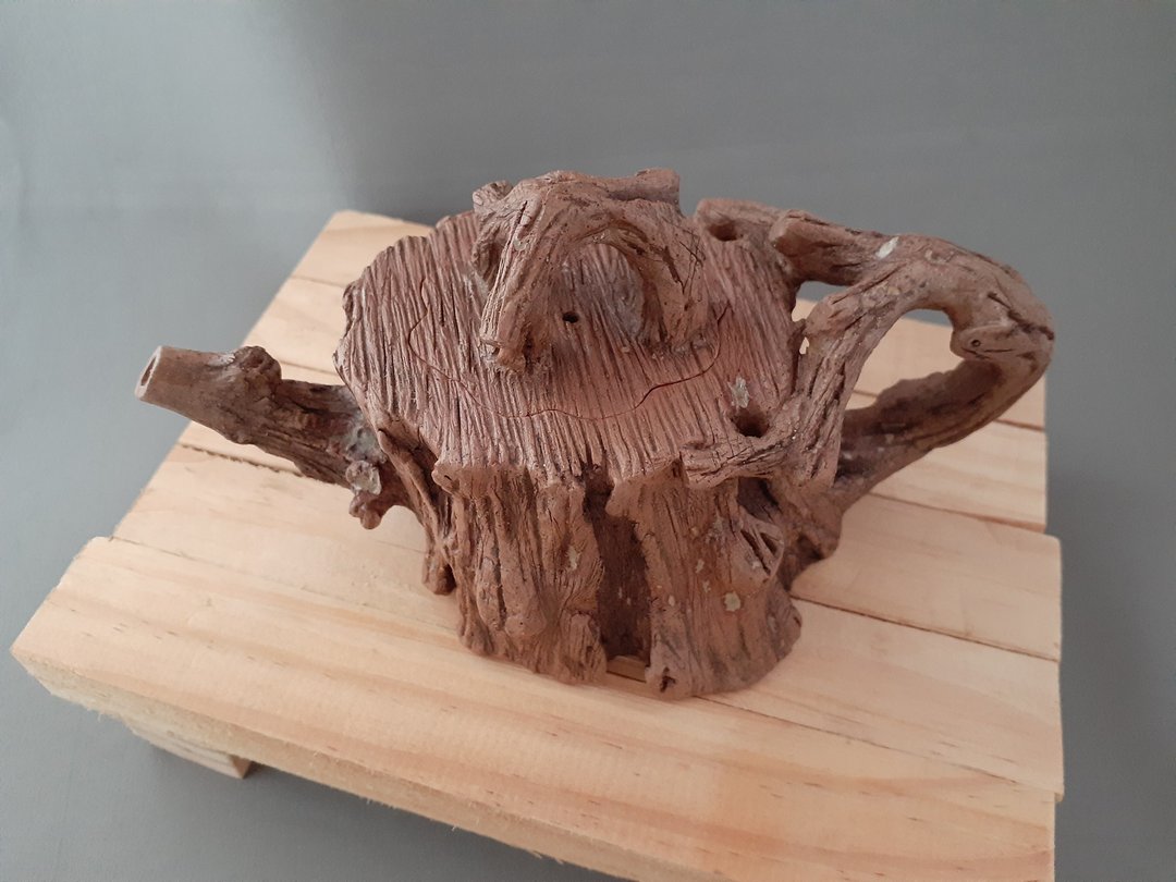 树段 手捏壶 - 茶具/茶杯 - 陶 咖啡色