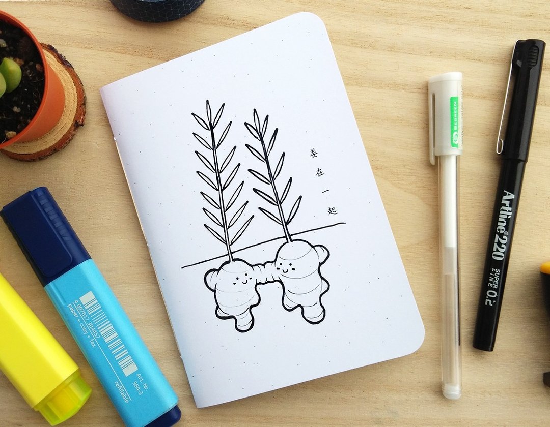 Ginger Together Small Notebook, A6 size (Homegarden series) - 笔记本/手帐 - 纸 白色