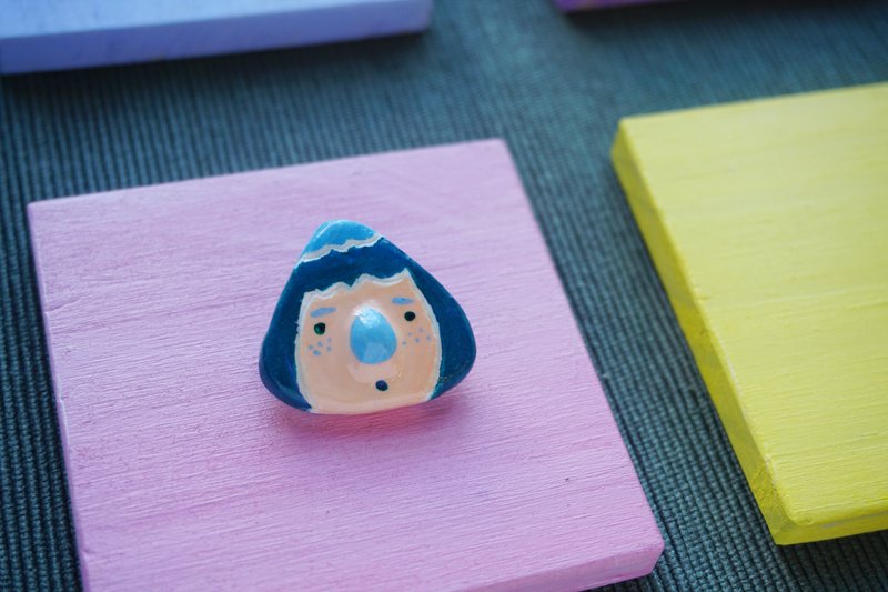 NEW/ hachii 栗子头系列 蓝绿 别针 - 胸针 - 粘土 绿色