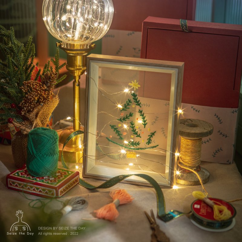 独家圣诞礼盒 浪漫点灯 刺绣材料包 DIY /交换礼物 - 编织/刺绣/羊毛毡/裁缝 - 其他材质 卡其色