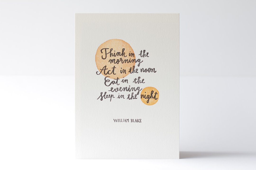 Think in the morning William Blake 5x7 Letterpress Print - 海报/装饰画/版画 - 纸 黄色