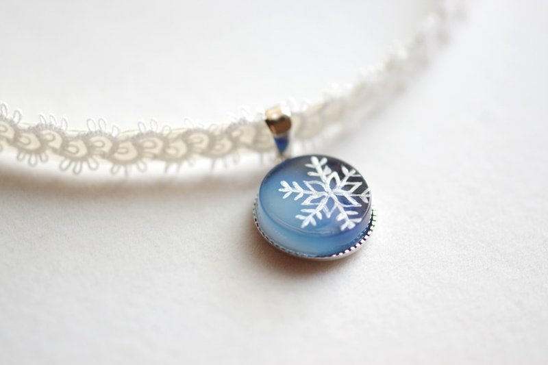 树脂艺术 方形吊坠・夜色深处 - 项链 - 树脂 蓝色