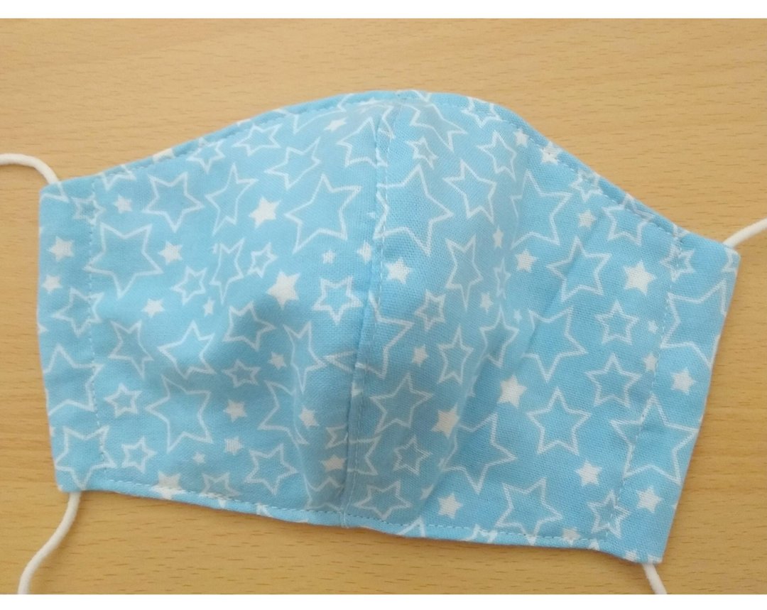 Face Mask, Reusable, Washable, Kids, Adult, Blue Stars, Japanese Double Gauze - 口罩 - 棉．麻 蓝色