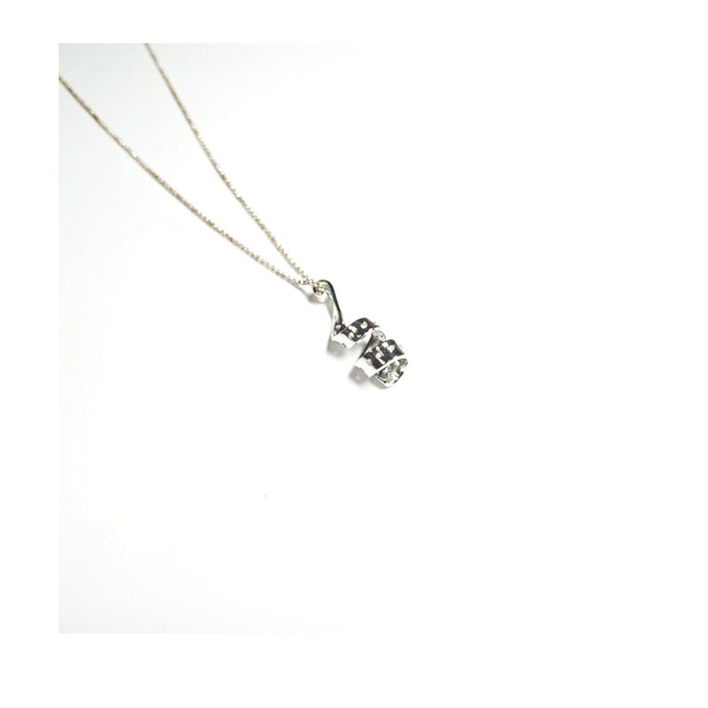 流线旋转 - 项链 - 纯银 银色