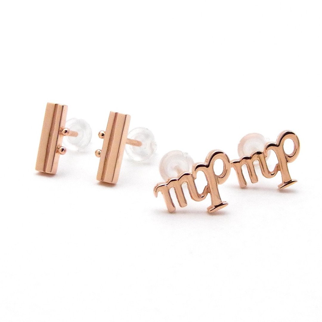 Pink gold music symbol earrings - 耳环/耳夹 - 纯银 粉红色