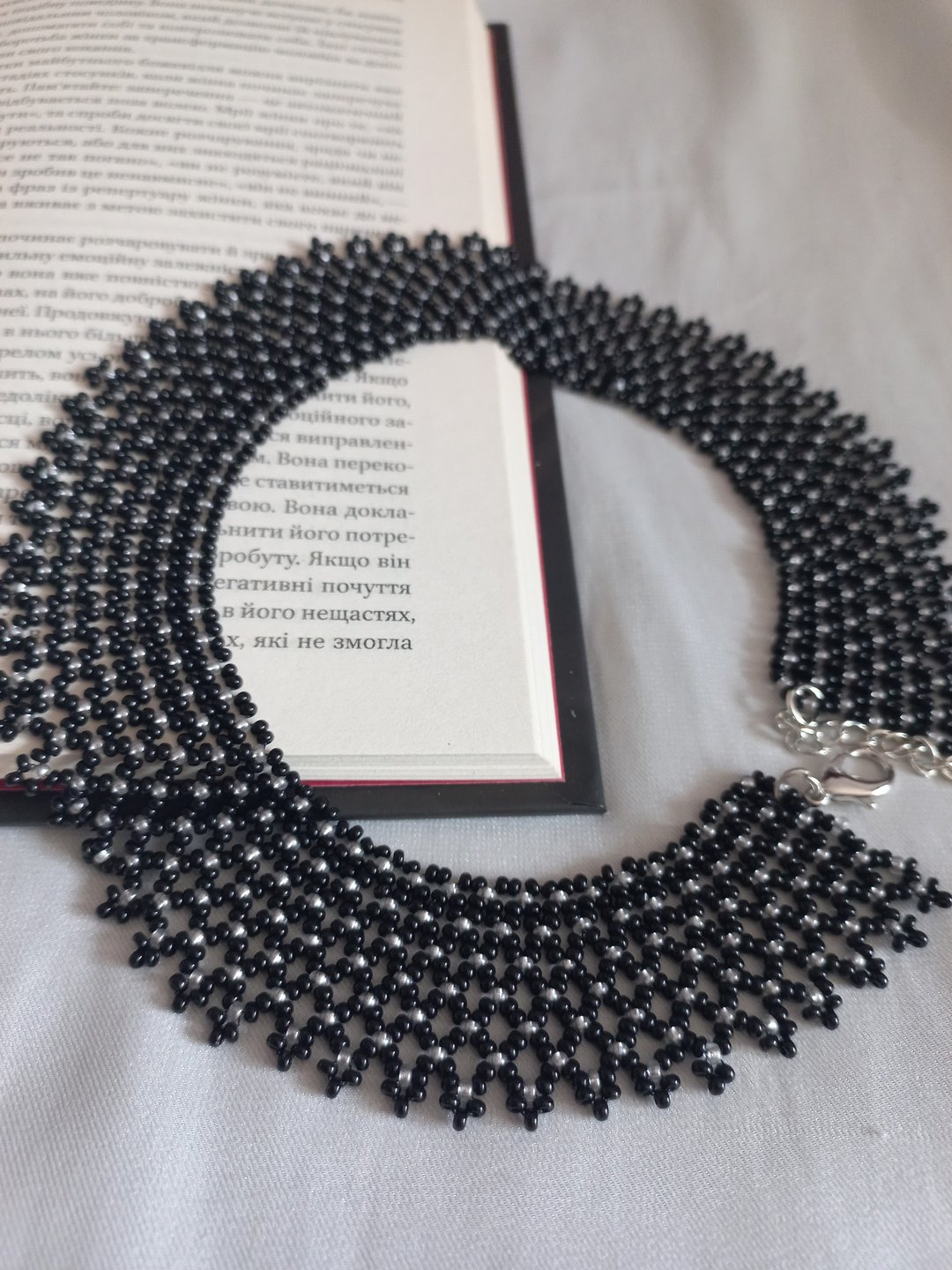Ukrainian necklace beads black and gray handmade jewelry - 项链 - 琉璃 多色