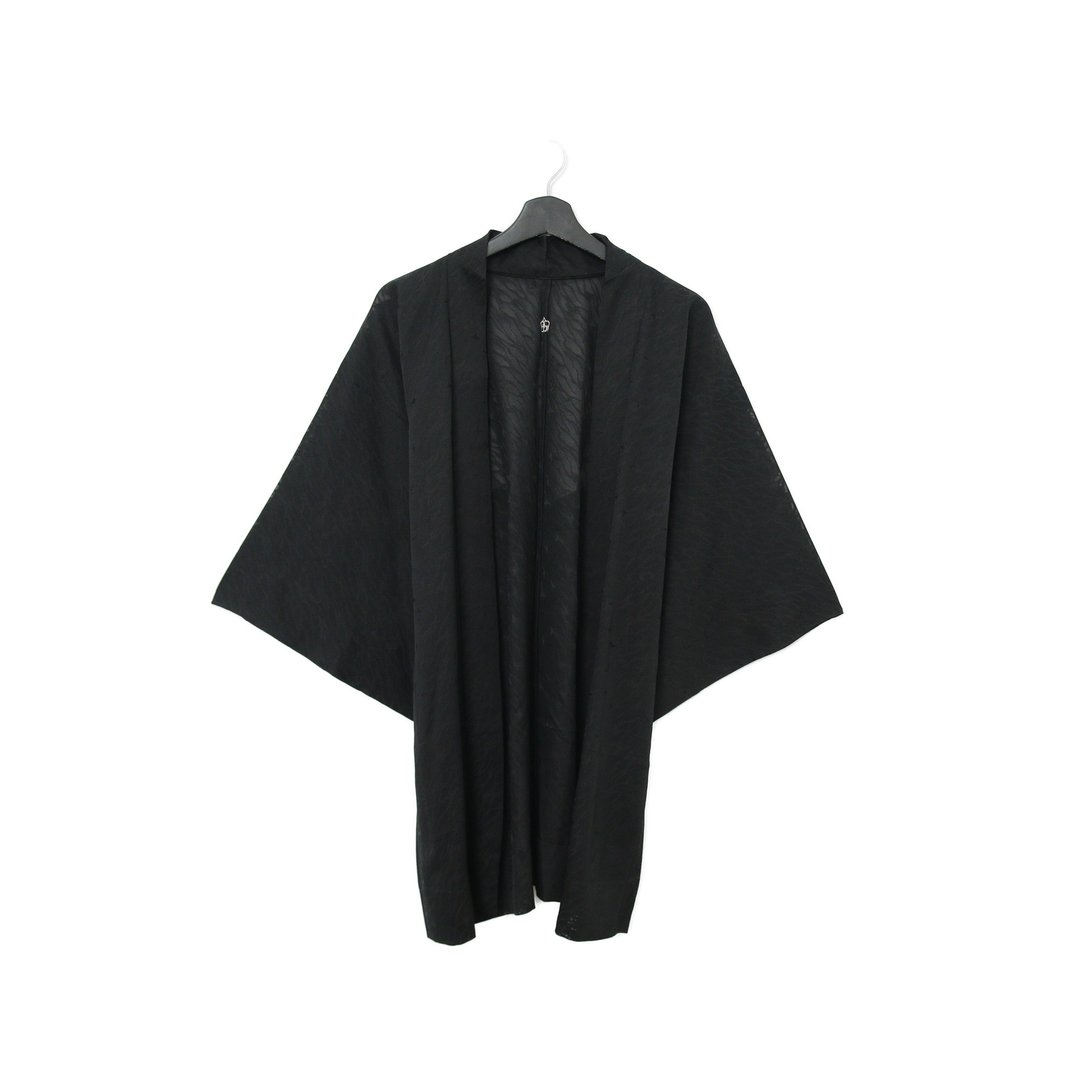 Back to Green-日本带回羽织 黑透肤 图腾 kt-10/vintage kimono - 女装休闲/机能外套 - 丝．绢 
