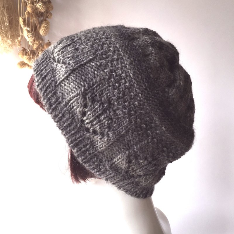 灰灰的你保暖渐层编织帽   男女适用 - 帽子 - 羊毛 灰色