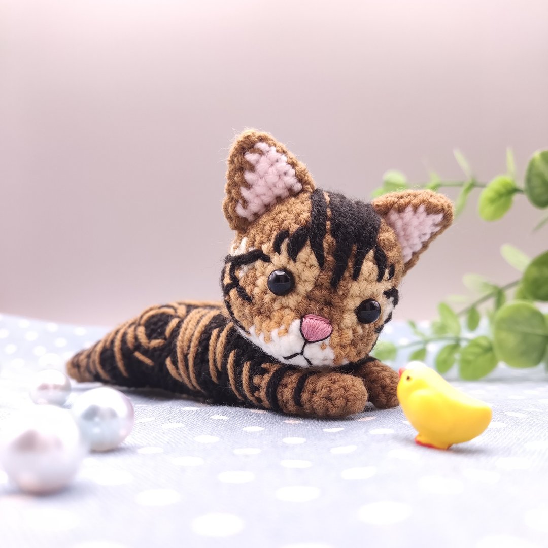 【现货】 虎斑猫 米克斯美短 纯手工 钩针编织娃娃 - 玩偶/公仔 - 其他人造纤维 咖啡色