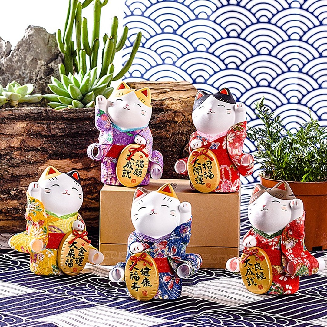 日本药师窑招财猫大号陶瓷创意汽车车载摆件结婚生日情人礼物开业 - 摆饰 - 陶 