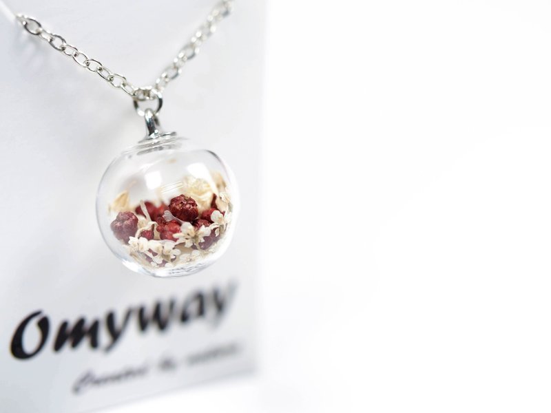 爱家作-OMYWAY红色米花满天星干花永生花颈链1.4cm - 颈链 - 玻璃 白色