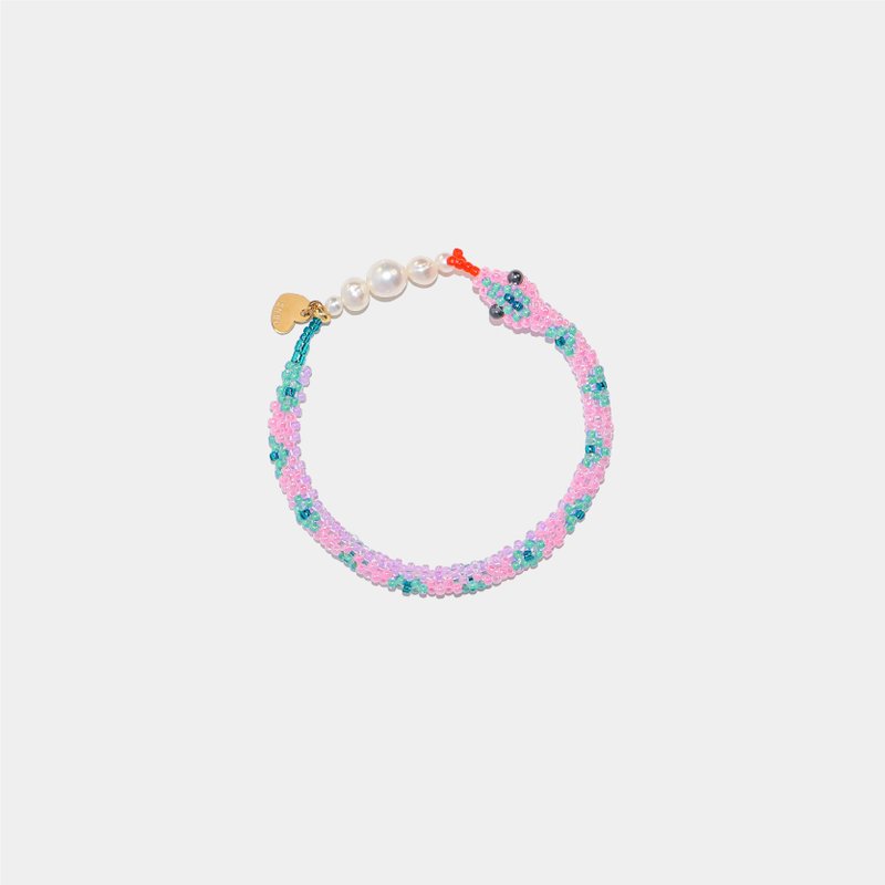 串珠蛇手链 - 手链/手环 - 玻璃 粉红色