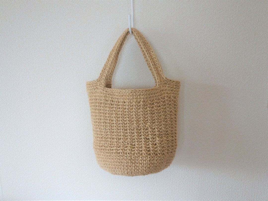 Round bottom tote bag (big), long-handle type, jute string - 侧背包/斜挎包 - 棉 