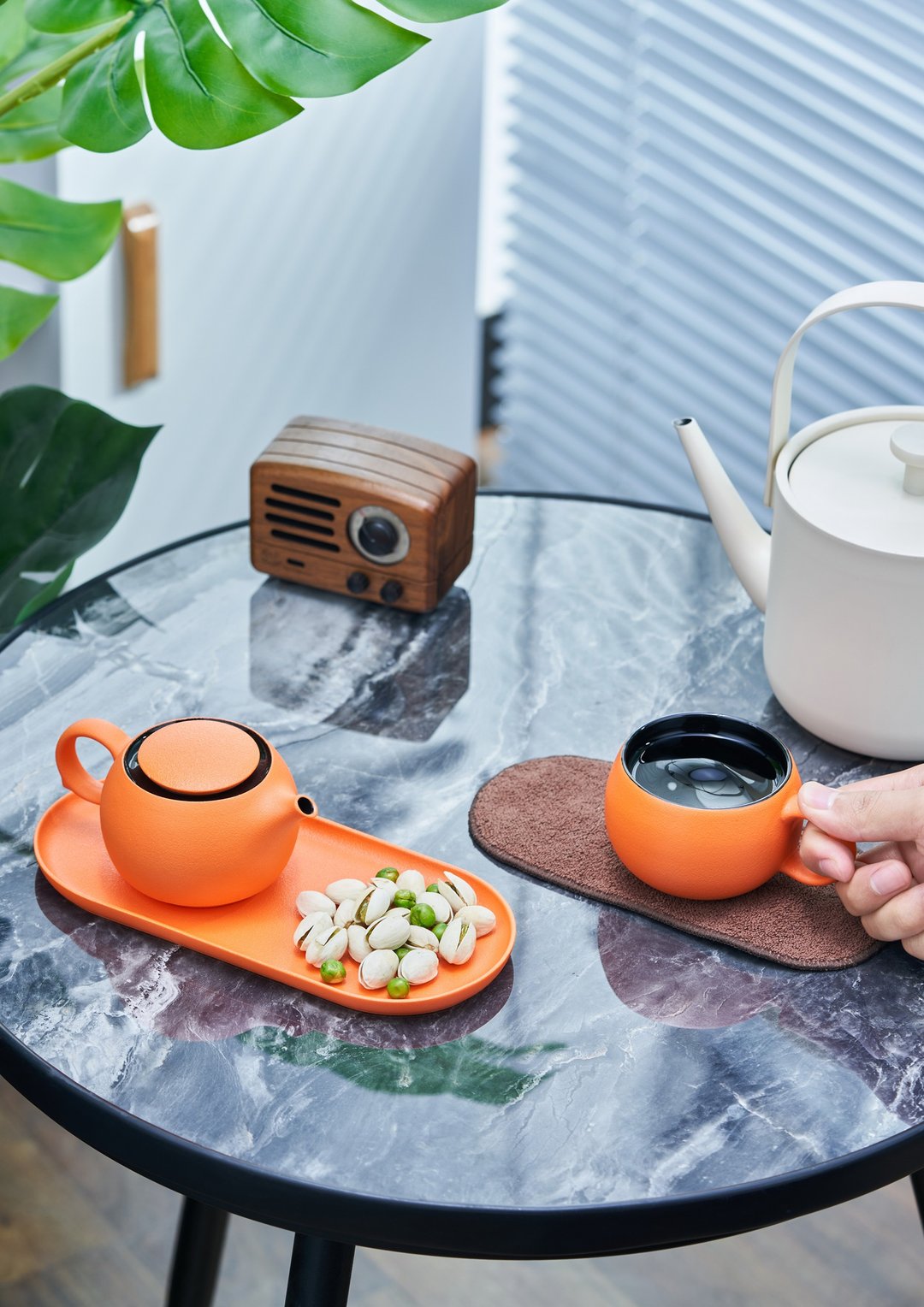 致造小泡福功夫茶具套装家用轻奢单人日式泡茶壶便携旅行户外茶具 - 茶具/茶杯 - 瓷 橘色