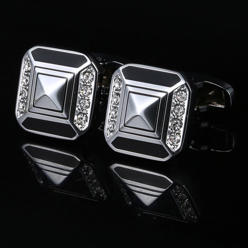 Kings Collection 奧地利水晶黑色袖扣 KC10048a 黑色 - 袖扣 - 其他金属 黑色