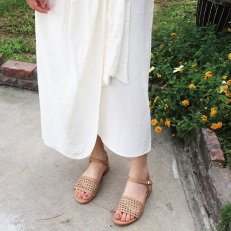 【手工订制】小脚效果真皮编织凉鞋_浅驼 - 其他 - 真皮 