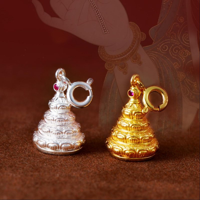 【莲花曼札吊坠】藏地祝福 平安手串佛珠吊坠 - 项链 - 24k 金 多色