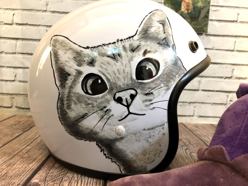 手绘疯 定制化 狗狗 猫猫 安全帽 彩绘 纪念 礼物 生日 情人节 - 订制画像 - 其他材质 多色