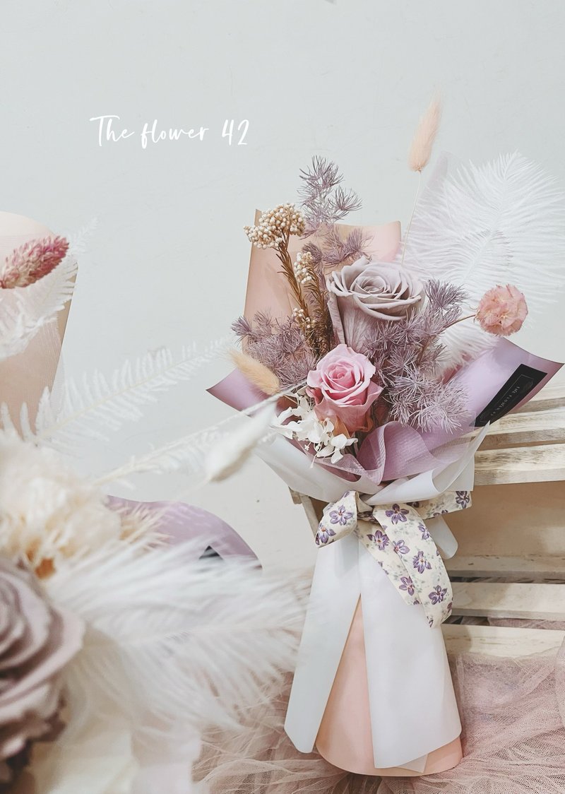 粉紫情人节花束 永生花 教师节 父亲节 生日花束 - 干燥花/捧花 - 植物．花 