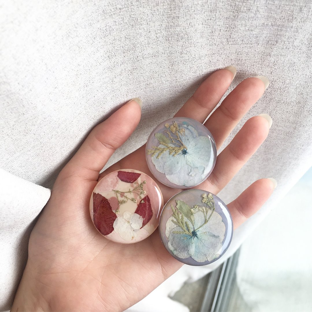 Pop socket / Grip tok for phone case / pressed flowers - 手机座/防尘塞 - 树脂 多色