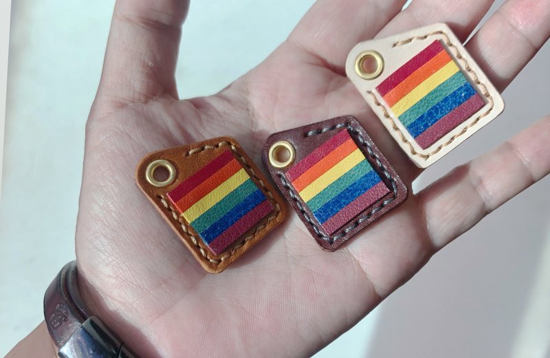 Rainbow Series 手缝手工真皮 彩虹 耳环/夹式/项链 - 胸针 - 真皮 多色