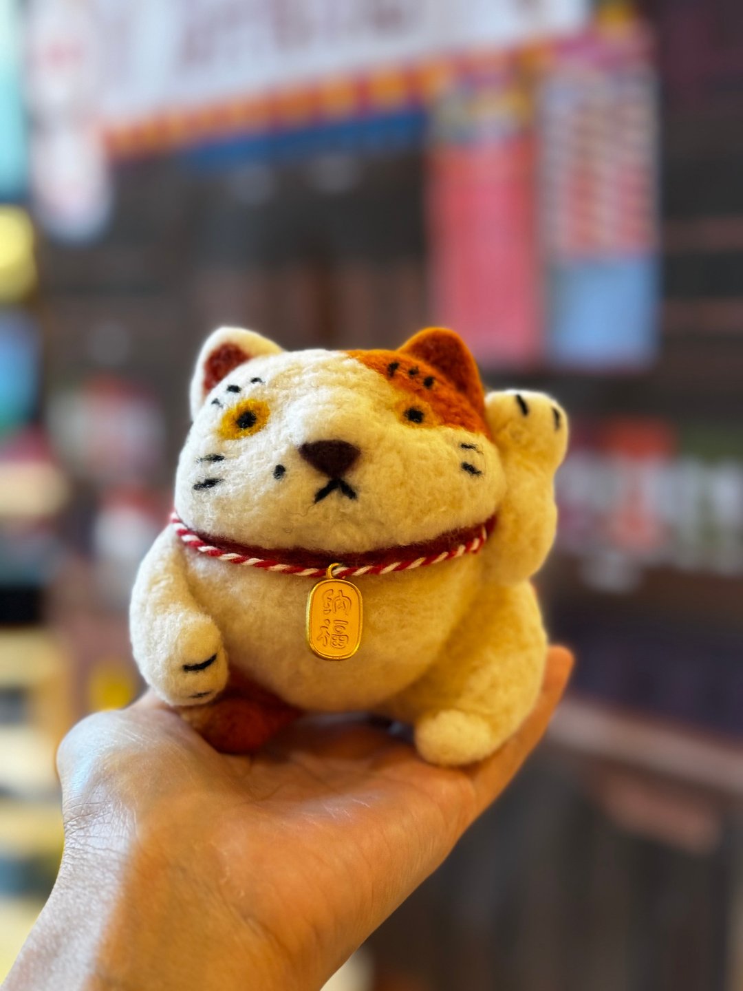 长痣的招财猫羊毛毡口金包 - 零钱包 - 羊毛 红色