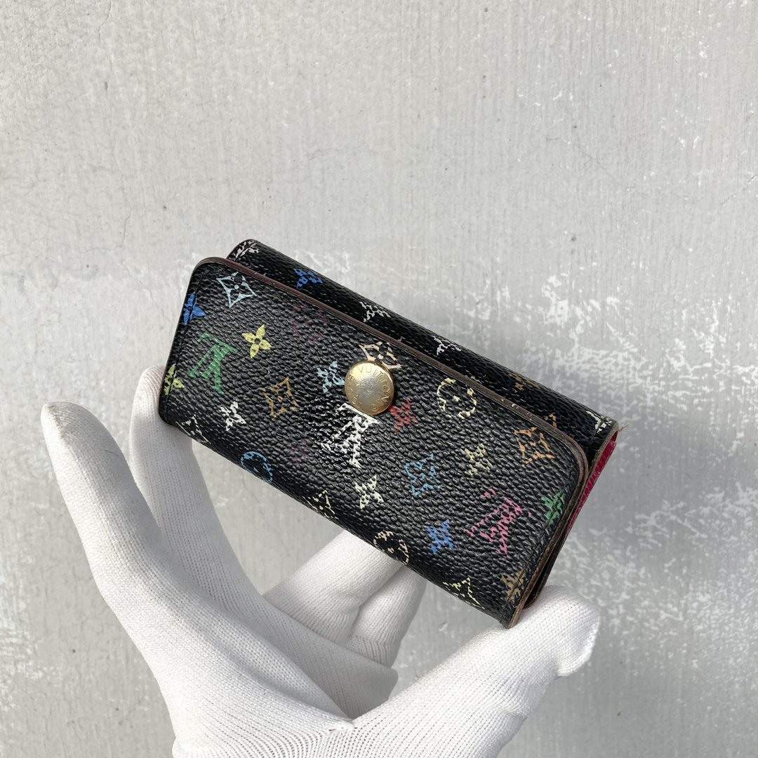 LV 钥匙包 村上隆 老花 黑色 桃红 法国制 古董包 复古 - 钥匙链/钥匙包 - 其他材质 黑色
