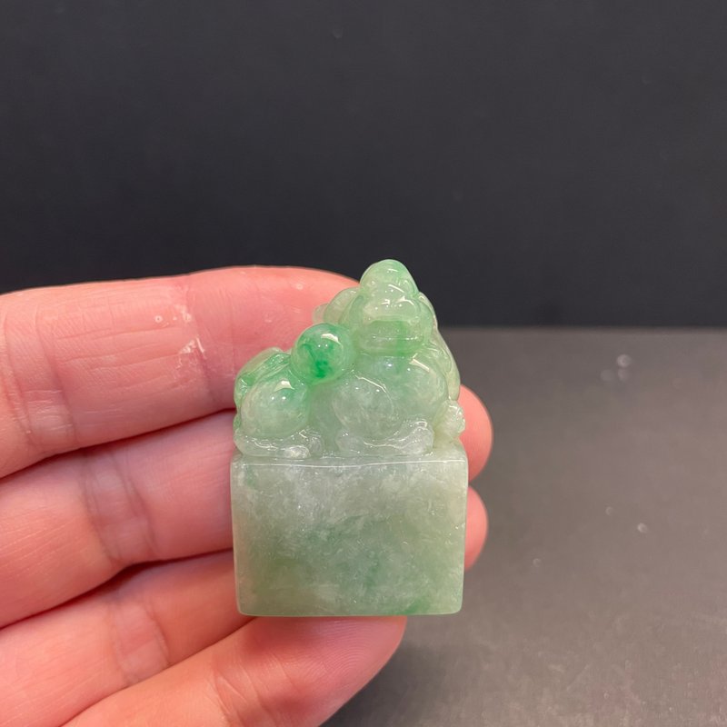 瀚玉珠宝 天然翡翠 超值特价翡翠印章 糯种绿貔貅印 缅甸玉印章 - 其他 - 玉石 