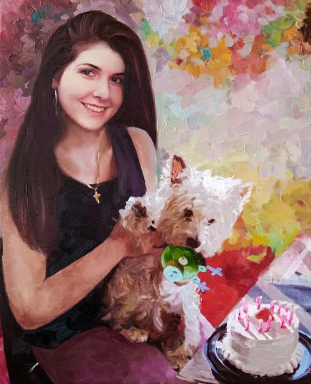 Custom oil portrait painting from photo, Custom canvas portrait painting - 墙贴/壁贴 - 棉．麻 粉红色