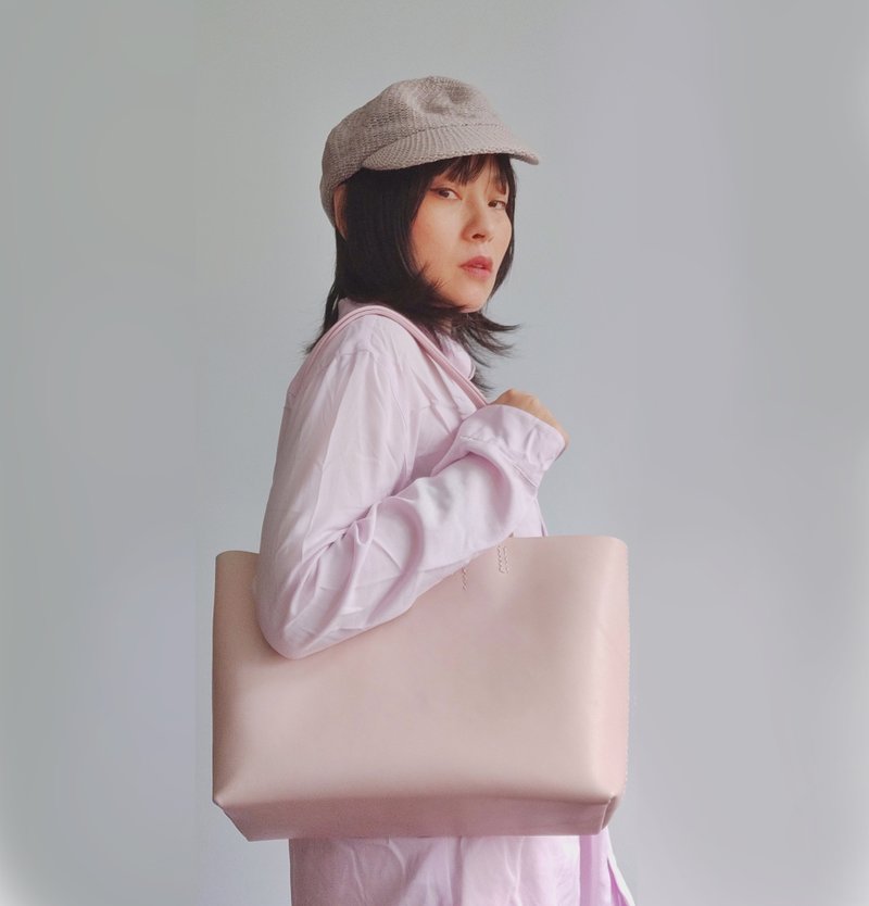 300g 超轻设计 裸粉色 托特包 tote bag - 手提包/手提袋 - 真皮 粉红色