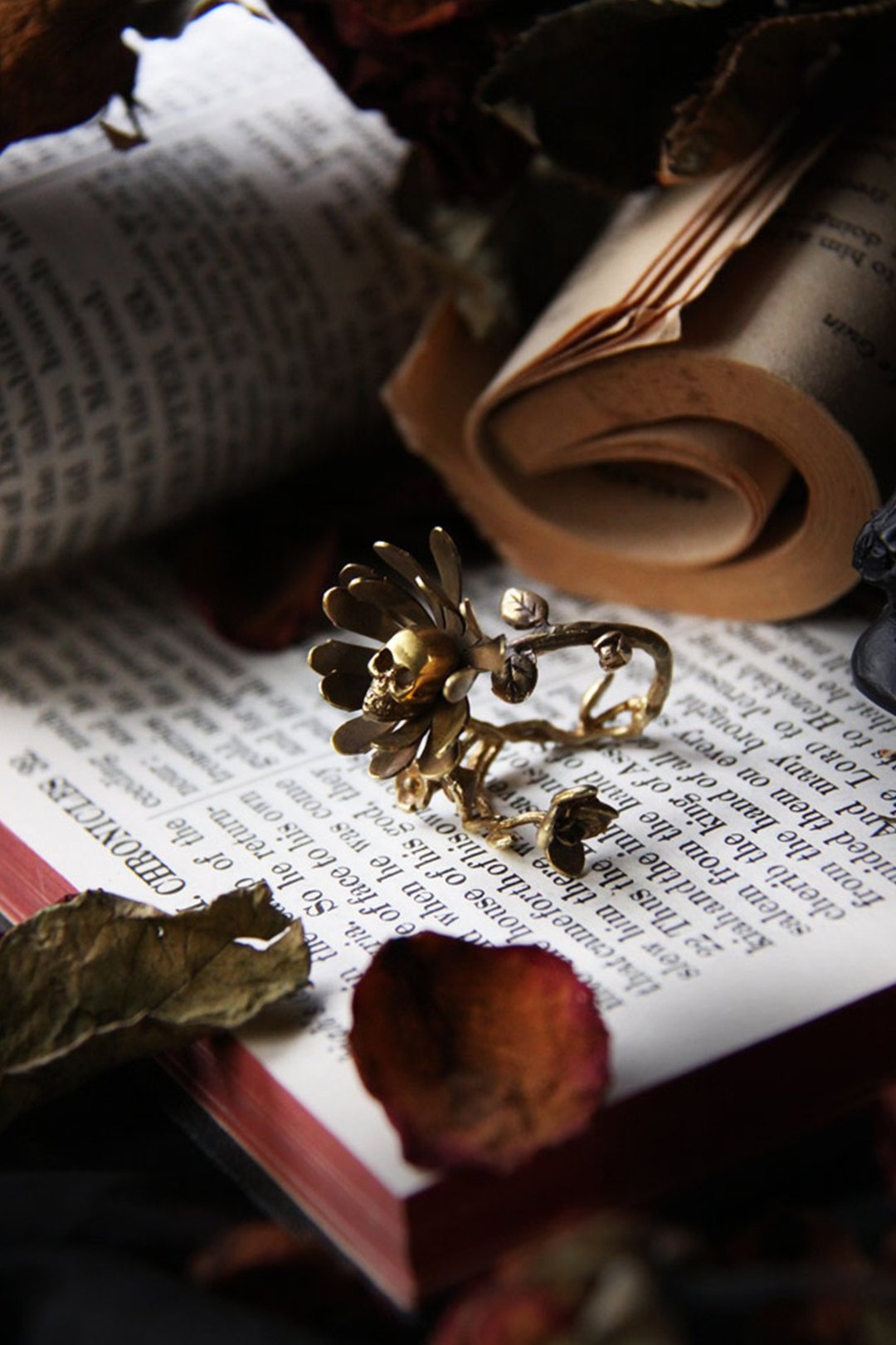 Skull Flower Ring no.2 / Original Design Jewelry. - 戒指 - 其他金属 
