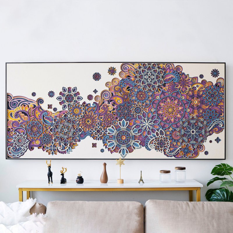 繁花似锦|现代轻奢客厅背景墙装饰画走廊玄关挂画3d立体 - 墙贴/壁贴 - 木头 