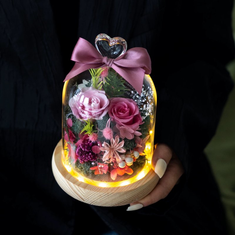 【心印 永生花玻璃罩】多色系浪漫永生花摆件 - 摆饰 - 植物．花 